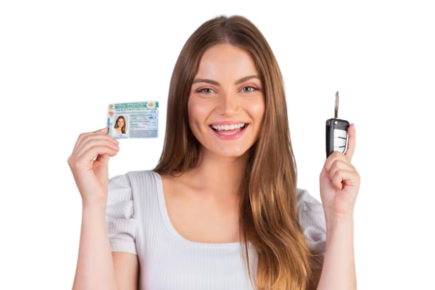 Comprar CNH no Rio Grande do Sul 2 mulher brasileira loira segurando a carteira de motorista e a chave do carro 579344 15598 removebg preview